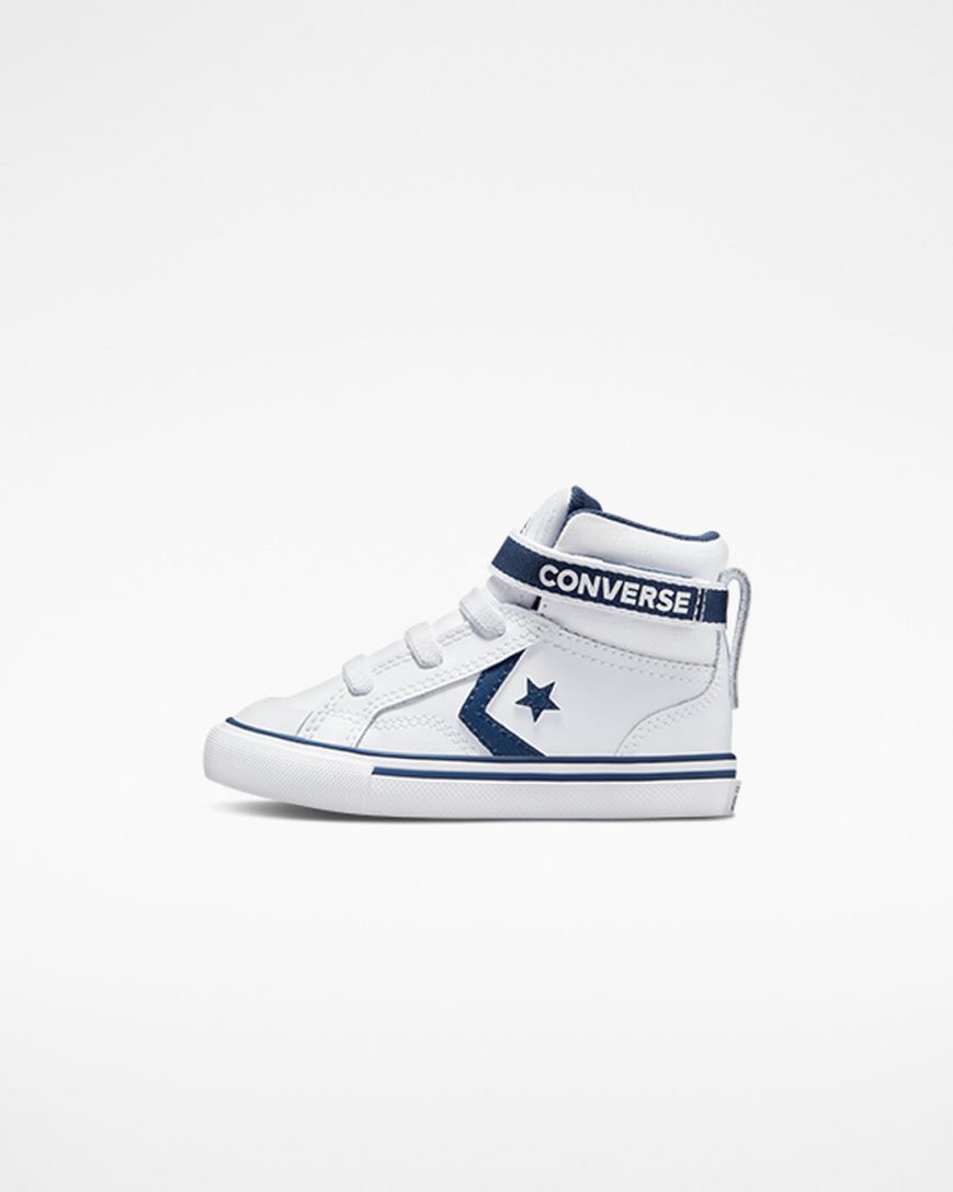 Tenis Converse Pro Blaze Alças Easy-On Varsity Club Cano Alto Menina Branco Azul Marinho Branco | PT I043P15